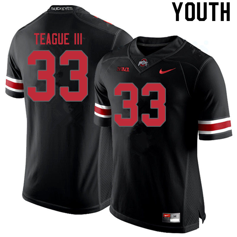 Youth Ohio State Buckeyes #33 Master Teague III Blackout Authentic College Stitched Football Jersey 23QV045FG